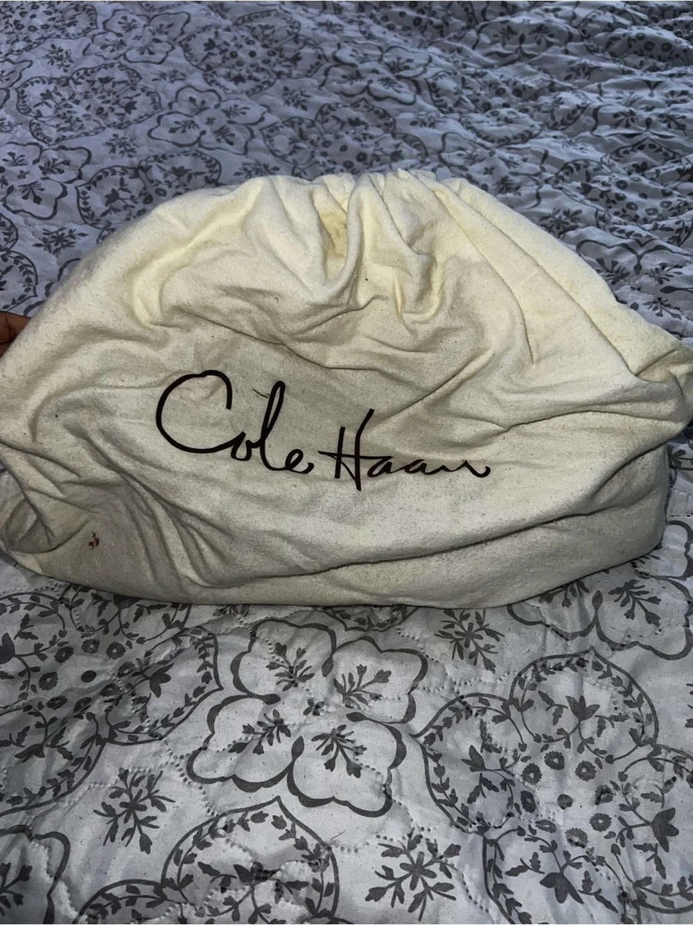 Cole Haan Black Suede and Patent Trim Bucket Bag